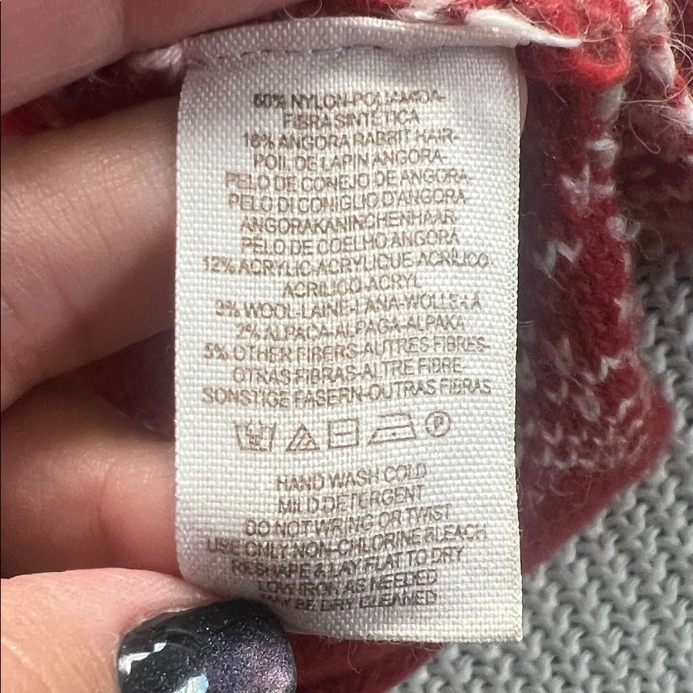 Free People Red and Gray Reindeer Sweater